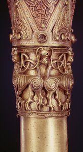 Clonmacnoise Crozier, Offaly İlçesi, 228692 işlemeli gümüş detaylı bronz levhaya sarılmış Viking Çağı ahşap